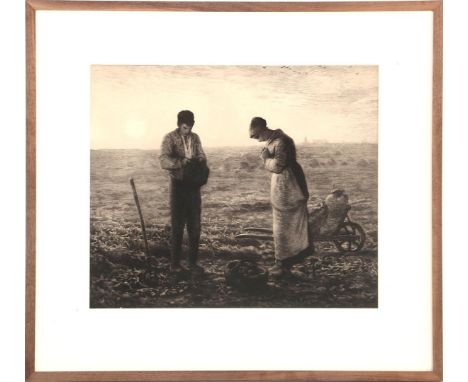 Jean Francois Millet (1814-1875)L 'Angelus, The Angelus, etching, signed in the plate, 44x51.5 cm, outside size is 69x75 cm