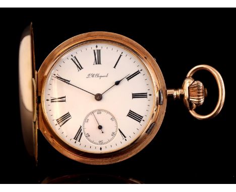 L U Chopard men's vest pocket watch in a gold case with waffled decor, case number 61947, case size is 55 mm