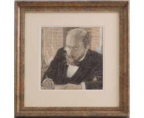Jan Toorop (1858-1928)Writing man at the table, color lithograph dated 1898, 27x25 cm
