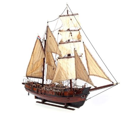 Scale model wooden sailing boat, 73 cm high, 84 cm long