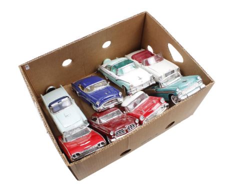 Box with 8 scale model metal cars