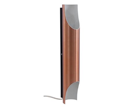 Maija Liisa Komulainen (1922-)Copper-colored aluminium 2-light wall lamp with white interior, design Maija Liisa Komulainen (