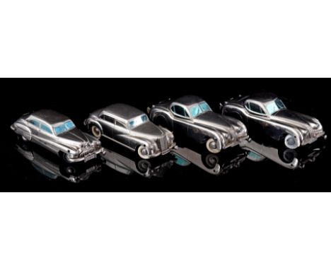 Premata Kölner wind-up model car, 1940s/1950s, 2 times the Jaguar XK 120, Buick 405 and the Mercedes Benz 300, approx. 15 cm 