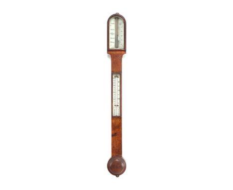 English stick barometer in oak case, 97 cm high