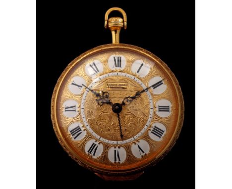 Ernest Borel Versailles travel alarm clock in a classic gold-colored case with beautiful decor, case number 788323 / 732001, 