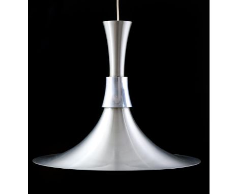 Bent Nordsted (1927-)Space Age aluminium hanging lamp, design Bent Nordsted, executed by Lyskaer Belysning, witch hat model, 