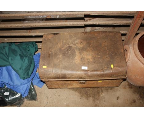 A tin trunk 