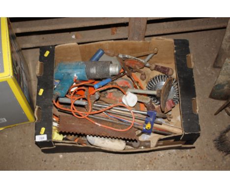 A box of various hand tools 