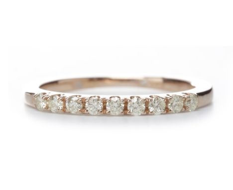NINE CARAT GOLD ROSE GOLD DIAMOND HALF ETERNITY RINGset with round brilliant cut diamonds totalling 0.23 carats, size L-M, 1.