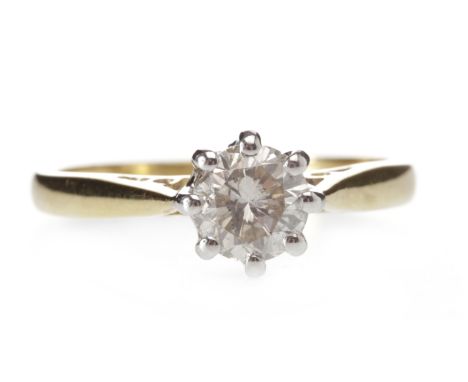 EIGHTEEN CARAT GOLD DIAMOND SOLITAIRE RINGwith an eight claw set round brilliant cut diamond of approximately 0.50 carats, si