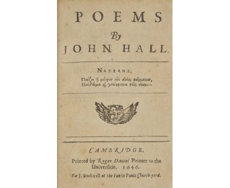 Hall (John). Poems, Cambridge, 1st edition, 1646, bound with The Second Booke of Divine Poems, by J.H., London, 1647, two vol