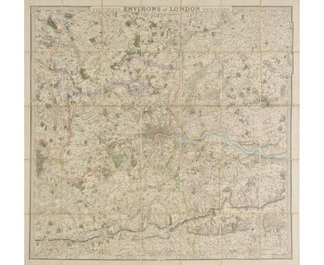 London. Cruchley (G.F.), Cruchley's Environs of London extending thirty miles from the Metropolis, 1828, engraved map with co