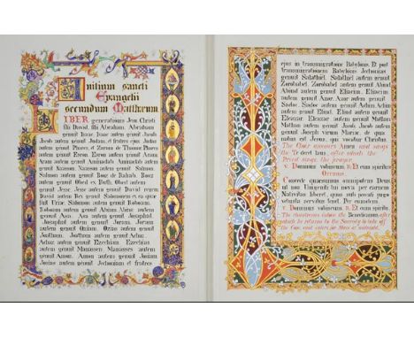 Illuminated Manuscript. 'In die nativitatis domini', illuminated manuscript on thick card,  9 pages, finely illuminated in go