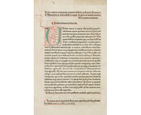 Cassiodorus (Flavius Magnus Aurelius, Senator). Historia ecclesiastica tripartita, Augsburg, Johann Schussler circa 5 Februar