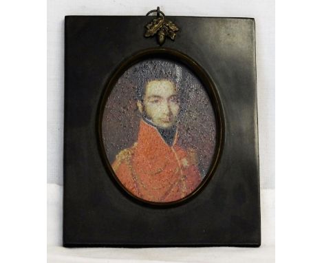 A framed miniature portrait