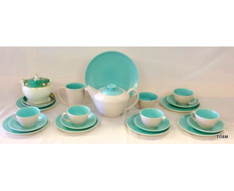 A 22 piece Poole Pottery tea set and other pottery items