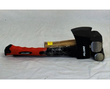 A mini sledge hammer, axe and club hammer.