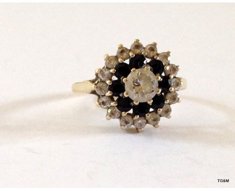 A 9ct gold sapphire cluster ring size P