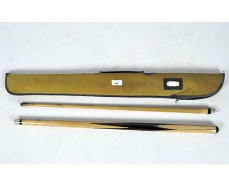 A Rayvon Mustang two-piece snooker cue, by S R Jeffrey &amp; Son Ltd, in original case