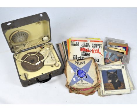 A vintage philips record player, together with various vinyl LP's