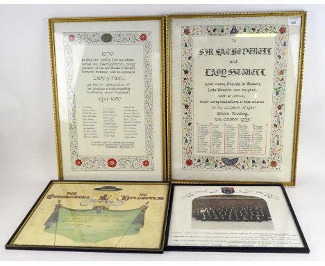 A collection of school photographs, Club and Hunting photographs and certificates etc relating to the Sitwell family (4)