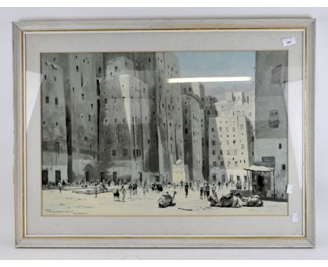 A David Shepherd print 'Shibam, in the Wadi Hadramut-Arabia-1960', 50cm x 75cm, framed and glazed