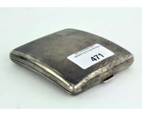 A George V silver cigarette case of rectangular form, the outer decorated with chevron engine turned detailing, gilt interior