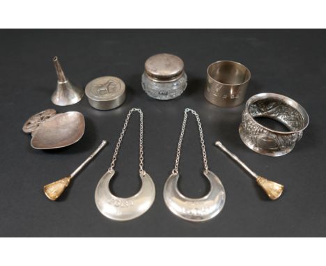 A collection of ERII and other silver, including an Arts and Crafts style planished caddy spoon, Whitehill, Birmingham 1986, 