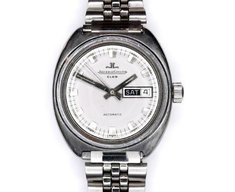 A Jaeger LeCoultre Club stainless steel gentleman's wristwatch, model E300305, circa 1970s, circular silvered dial with silve