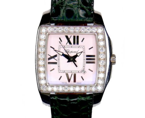 A Chopard diamond set lady's 'Two O Ten Tycoon' stainless steel wristwatch, model 8464, circa 2009, tonneau shaped case with 