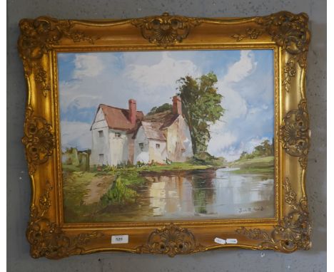 Oil on canvas of a cottage scene signed Jack R Mould (1925-1998) - Approx image size: 49cm x 39cm 