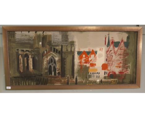Textile screen print by John Piper for Sanderson's Centenary in 1960 - Chiesa della Salute - Approx image size: 122cm x 50cm 