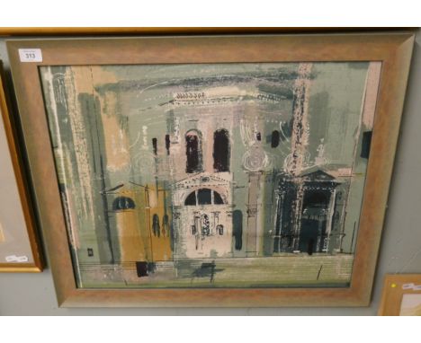 Textile print by John Piper for Sanderson's Centenary in 1960 - Northern Cathedral - Approx image size: 59cm x 47cm 
