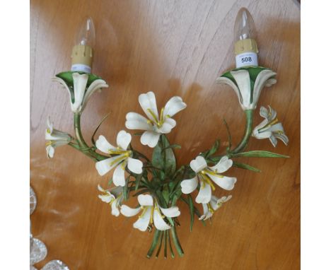 Vintage Italian floral metal wall light 