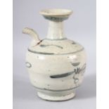 À SMALL CHINESE POTTERY EWER, 14.5cm high.