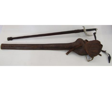 George V officer's dress sword with leather scabbard and cover, officer's Sam Brown leather belt with sword frog, officer's c