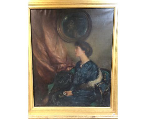 CHARLES HAZELWOOD SHANNON R.A. (1863-1937) PORTRAIT OF A SEATED LADY, (AGNES PEEL, DAUGHTER OF SIR ROBERT PEEL AND  WIFE OF M