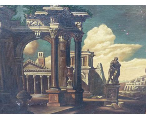 OLD MASTER SCHOOL. AN ARCHITECTURAL CAPRICCIO, OIL ON CANVAS. 80 x 102cms