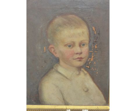 LATE 19th C. ENGLISH SCHOOL. PORTRAIT OF A BOY REPUTEDLY GERVAS CLIFTON NEVILE, SIGNED INDISTINCTLY, OIL ON CANVAS. 46 x 36cm
