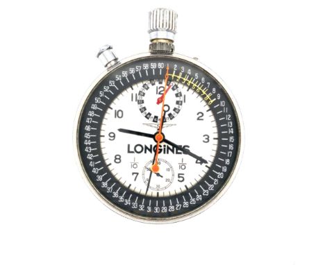 A RARE LONGINES MODEL REF 8350 MANUAL WOUND 1/10 SPLIT SECOND CHRONOGRAPH STOP WATCH TIMEPIECE, CASE NUMBER 7891-1., THIS WAT