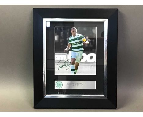 JACKIE MCNAMARA, SCOTT BROWN AND JAMES FORREST OF CELTIC F.C. FRAMED DISPLAYS WITH CELTIC RELATED BOOKS each framed with phot