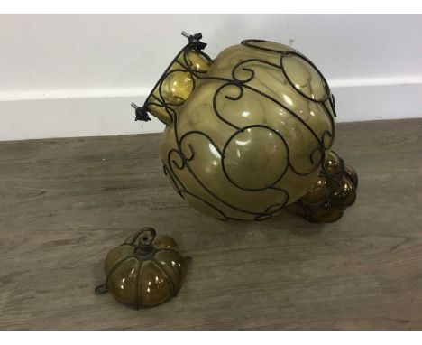 YELLOW MURANO GLASS CAGED HANGING LANTERN the lantern Italian style