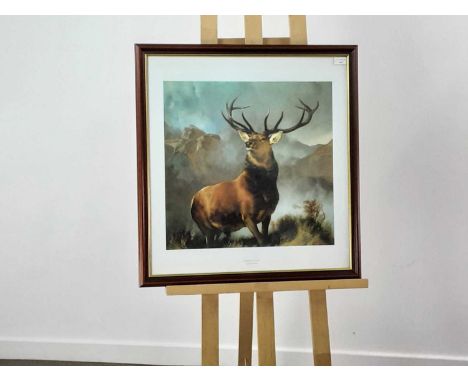 FRAMED PRINT BY SIR EDWIN LANDSEER 20TH CENTURY titled 'Monarch Of The Glen', framed and under glass67.3cm wide x 71cm high