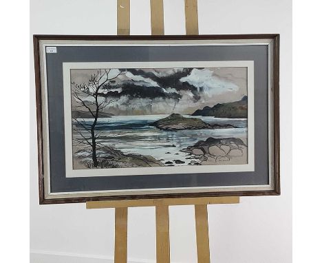 FRAMED PICTURE OF A SEASCAPE MIXED MEDIA  signed Ann R. Thomas 198395cm wide x 64.5cm high