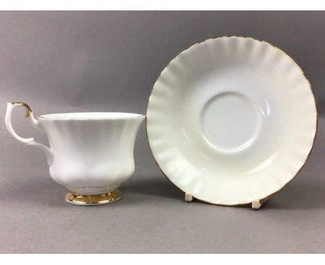 ROYAL ALBERT DINNER SERVICE VAL D'OR PATTERN comprising four soup bowls, one jug, six cups, six bowls, five small plates, two