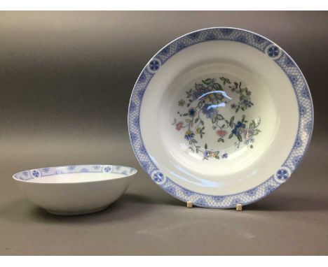 ROYAL DOULTON CONISTON PATTERN DINNER WARE comprising six dinner plates, six side plates, six soup bowls and six dessert bowl