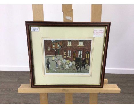 COLLECTION OF TOM DODSON PRINTS ALL DEPICTING VARIOUS SCENES including a street scene with balloon seller, a cricket scene da