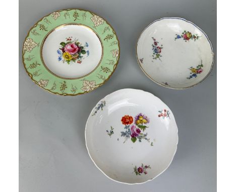 THREE CERAMIC PLATES TO INCLUDE MEISSEN, SEVRES AND ROYAL CROWN DERBY, Meissen and Sevres plates, both dating to the 18th Cen