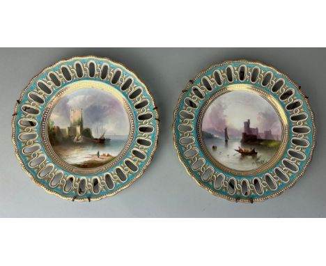 A PAIR OF COPELAND PLATES DEPICTING CARRICKFERGUS CASTLE AND BLACKROCK CASTLE,22cm D each. 