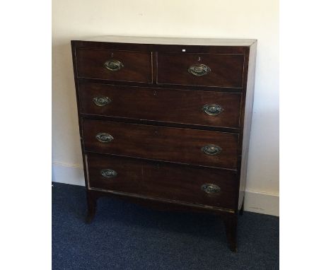 A Georgian mahogany chest of five drawers on bracket feet. Est. £30 - £50.